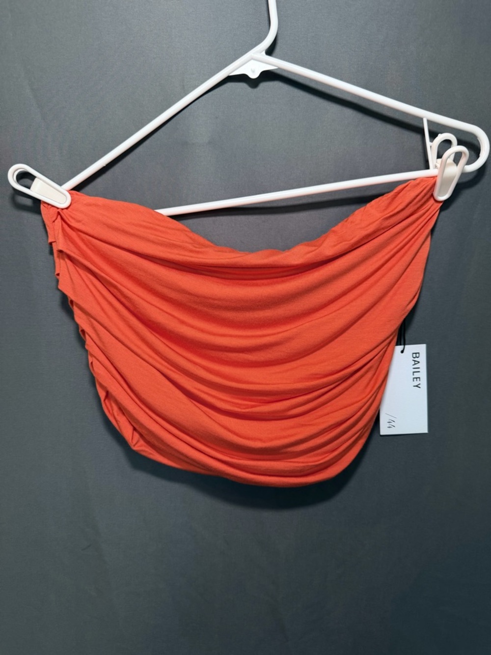 BAILEY 44 Orange Ruched Strapless Top. Size Large
